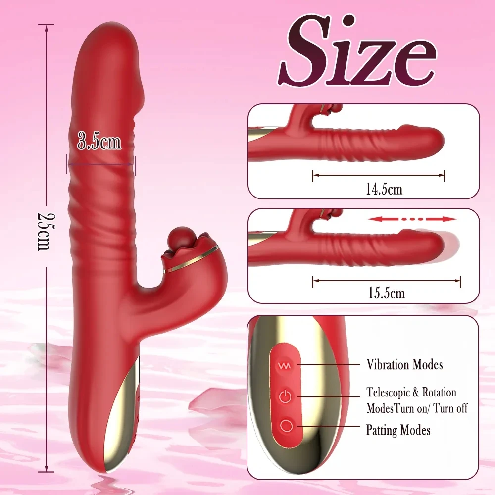 Telescopic Rotating Licking Rabbit Vibrator Dildo Vaginal Female Clitoris G-spot Stimulator Intimate Goods Adult Sex Toy Orgasm