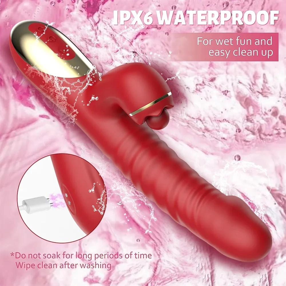 Telescopic Rotating Licking Rabbit Vibrator Dildo Vaginal Female Clitoris G-spot Stimulator Intimate Goods Adult Sex Toy Orgasm