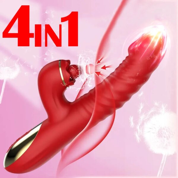 Telescopic Rotating Licking Rabbit Vibrator Dildo Vaginal Female Clitoris G-spot Stimulator Intimate Goods Adult Sex Toy Orgasm