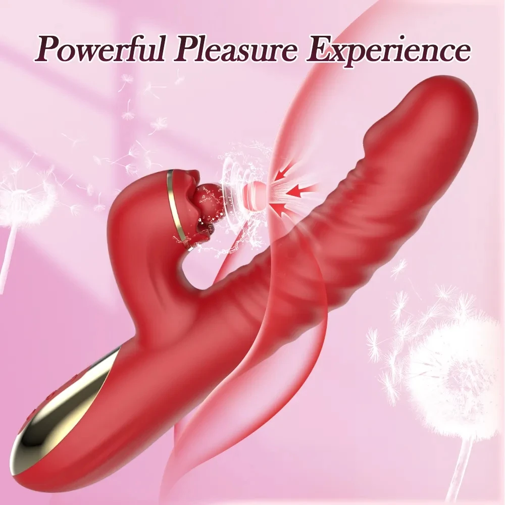 Telescopic Rotating Licking Rabbit Vibrator Dildo Vaginal Female Clitoris G-spot Stimulator Intimate Goods Adult Sex Toy Orgasm