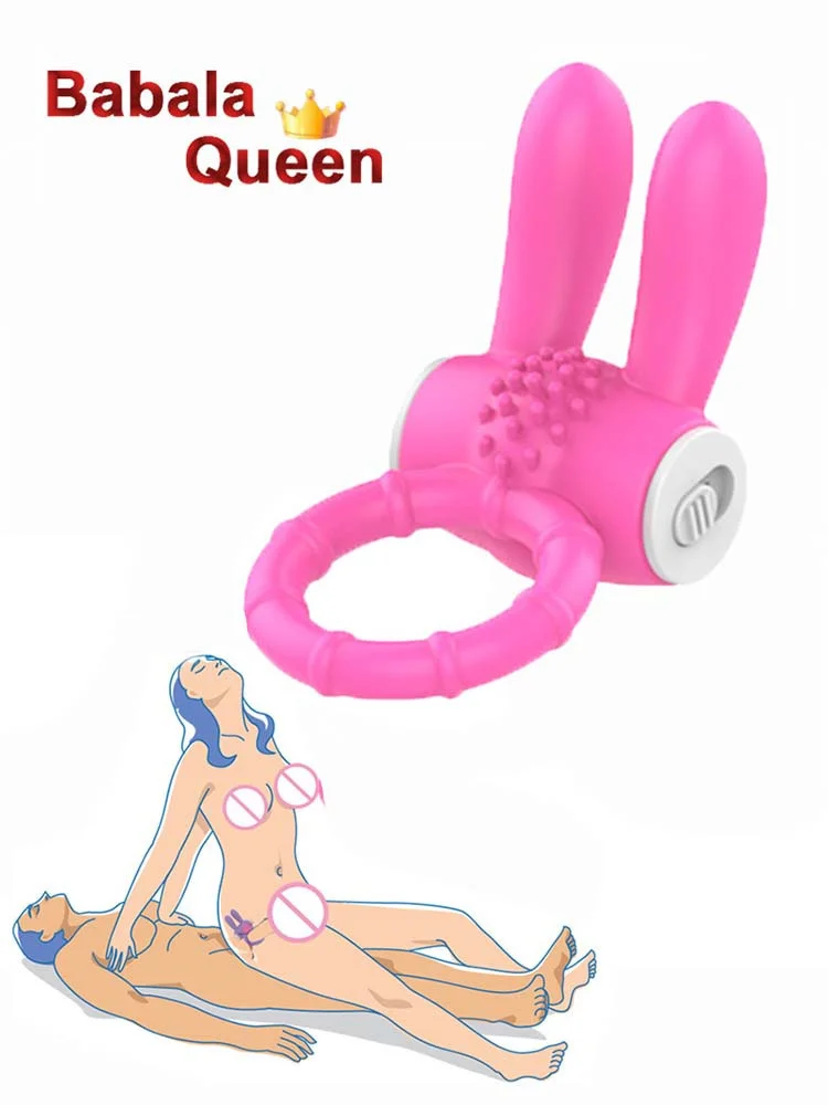 Rabbit Ear Cock Ring Vibrator clitoris Simulator Penisring Vibrator Ring for Men Sex Toys Penis Sleeve Cockring Adult Supplies