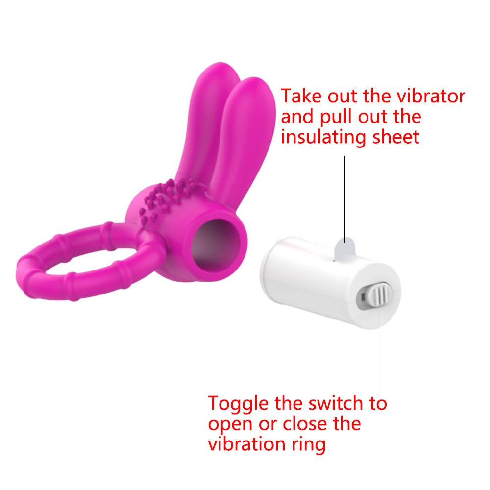 Rabbit Ear Cock Ring Vibrator clitoris Simulator Penisring Vibrator Ring for Men Sex Toys Penis Sleeve Cockring Adult Supplies