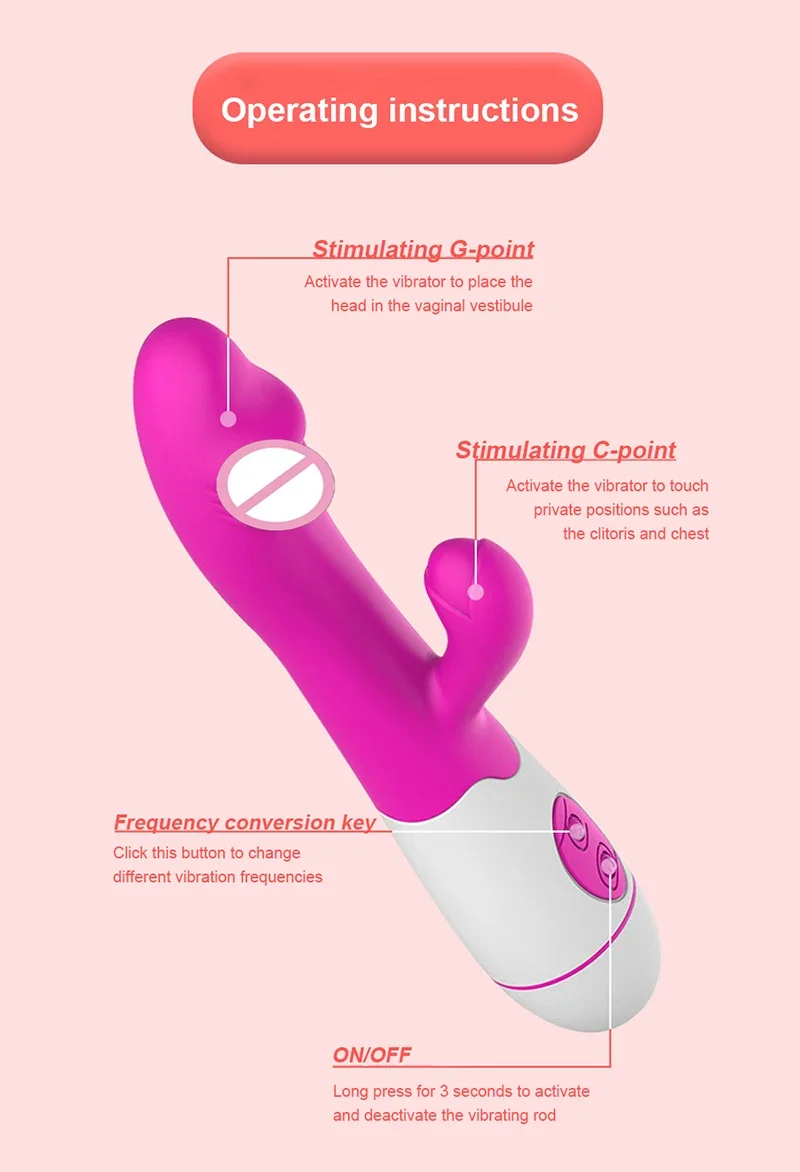 G Spot Dildo Rabbit Vibrator for Women Dual Vibration Silicone Waterproof Female Vagina Clitoris Anal Massager  Sex Toys Shop