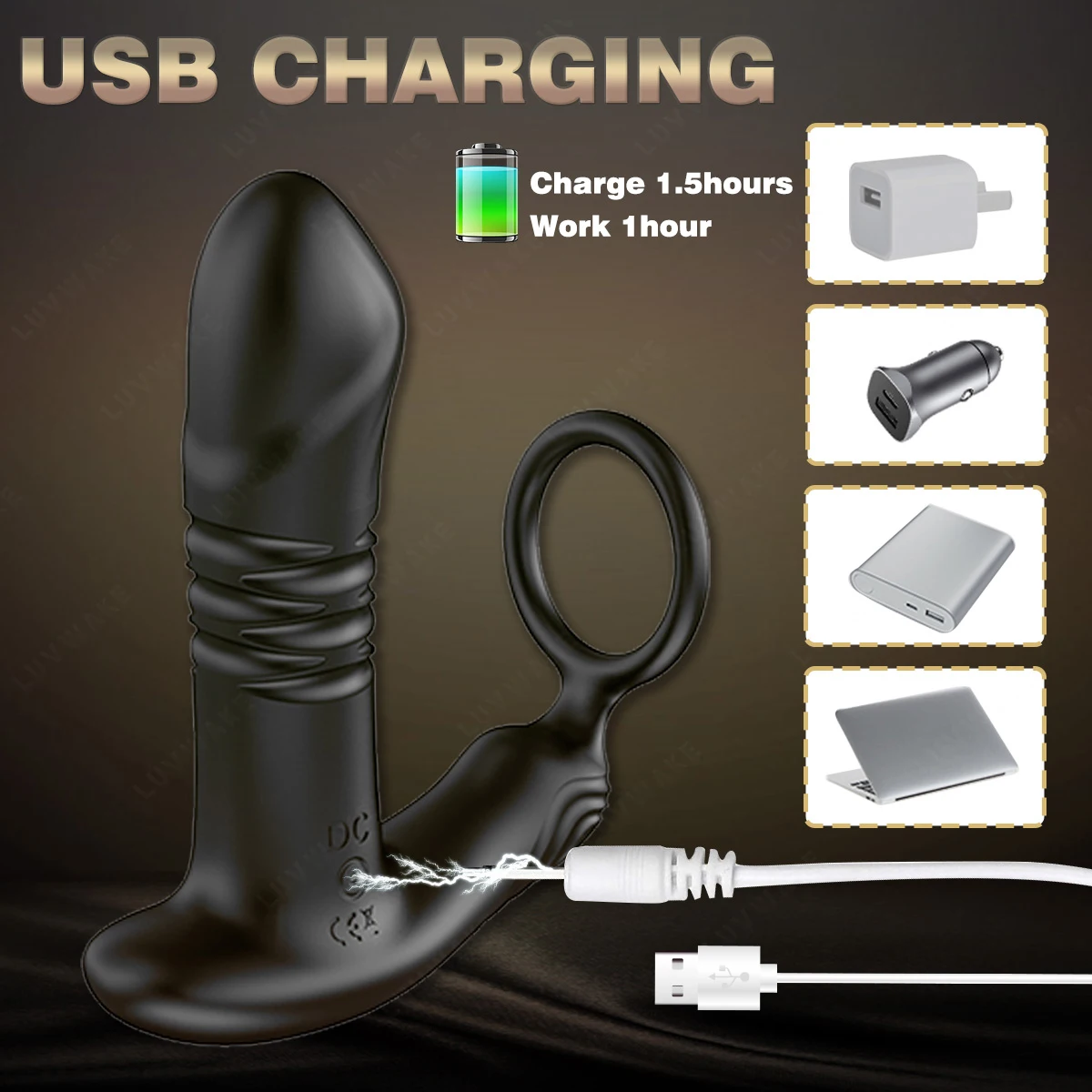 Thrusting Anal Vibrator with Cock Ring Prostate Massager Anal Plug Vibrator Remote Control Butt Plug Sex Toy for Men and Couple