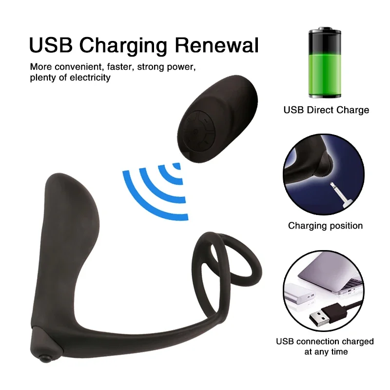 Male Prostate Massager Vibrator Butt Plug Anal Masturbator Silicone Penis Ring Delayed Ejaculation Sex Toys for Man Gay Couple Male Prostate Massager Vibrator Butt Plug Anal Masturbator Silicone Penis Ring Delayed Ejaculation Sex Toys for Man Gay Couple