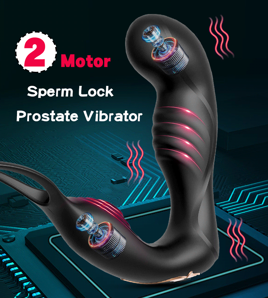 Male Prostate Massage Vibrator Double Ring Anal Plug Vibrator Silicone Delay Ejaculation Male Masturbator Adult Sex Toys for Men
