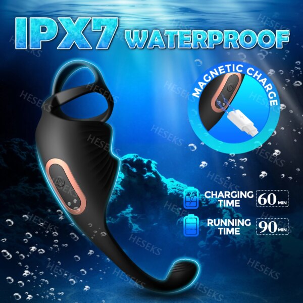 3 in 1 Prostate Massager Vibrating Cock Ring Anal Plug with Mini Bullet Taint Stimulator Remote Control Mens Sex Toys 18+