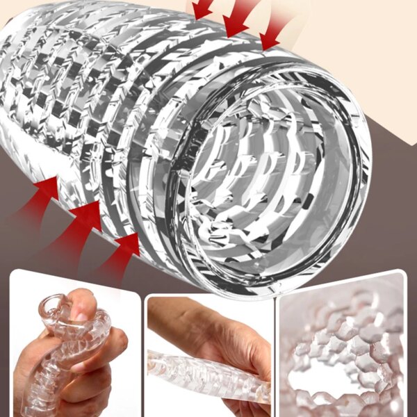 Transparent Male Pocket Masturbators Pussy Artificial Vagina Penis Trainer Massager Portable Masturbation Cup Sex Toys for Men