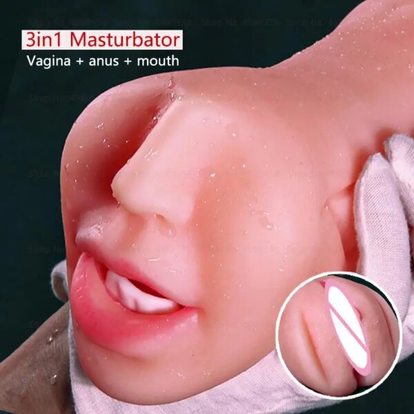 3 In 1 Masturbators For Men Sex Toys Artificial Vagina Anal Mouth Pocket Pusssy Adults Pussy Silicone Male Masturbation Tools