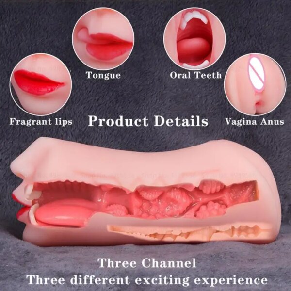 3 In 1 Masturbators For Men Sex Toys Artificial Vagina Anal Mouth Pocket Pusssy Adults Pussy Silicone Male Masturbation Tools