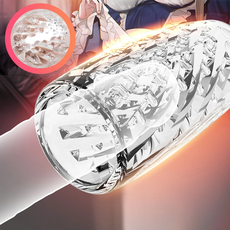 9cm Transparent Male Masturbator Artificial Pussy Vaginal for Men 18 Glans Sucking Penis Pump Spikes Exerciser Sex Toys Erotic