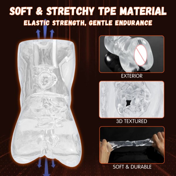 3.98in 3D Artificial Vagina Silicone Male Masturbator for Men Pocket Pussy Prostate Massager Penis Open Ended Man Adultr Sex Toy