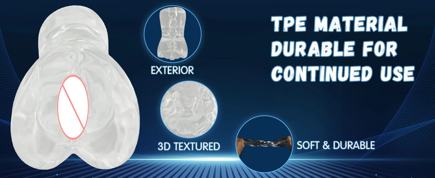 3.98in 3D Artificial Vagina Silicone Male Masturbator for Men Pocket Pussy Prostate Massager Penis Open Ended Man Adultr Sex Toy