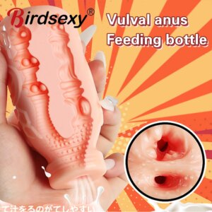 Male Masturbation Cup Milk Bottle Shape Silicone Masturbator Soft Emulational Vaginal Bulge Portable Manual Sex Toys for Man