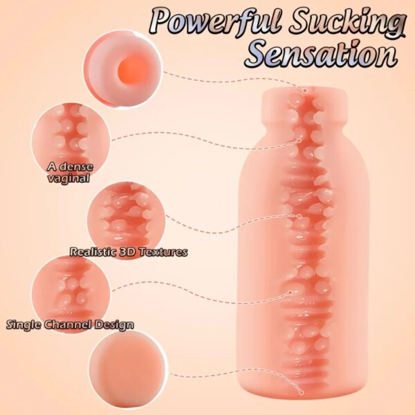 Male Masturbation Cup Milk Bottle Shape Silicone Masturbator Soft Emulational Vaginal Bulge Portable Manual Sex Toys for Man