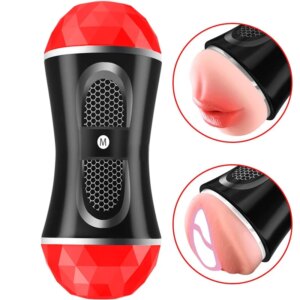 Manual Dual Channel Male Masturbation Cup Masturbator Man Blowjob Pussy Vagina Sex Toys For 18 Adult Men Real Size Masturbating