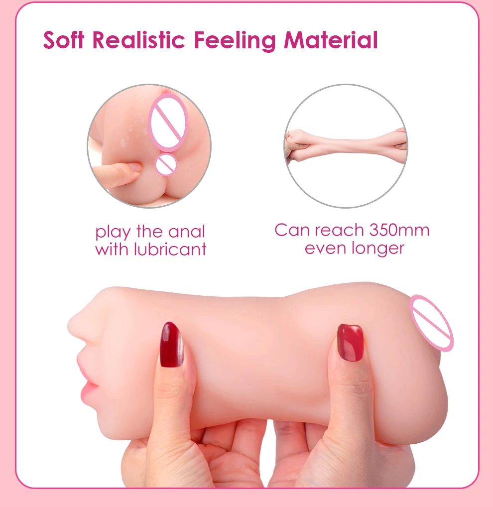 3 IN 1 Sex Toys Masturbation For Men Deep Throat Artificial Real Pussy Oral Male Masturbator Blowjob Realistic Rubber Vagina
