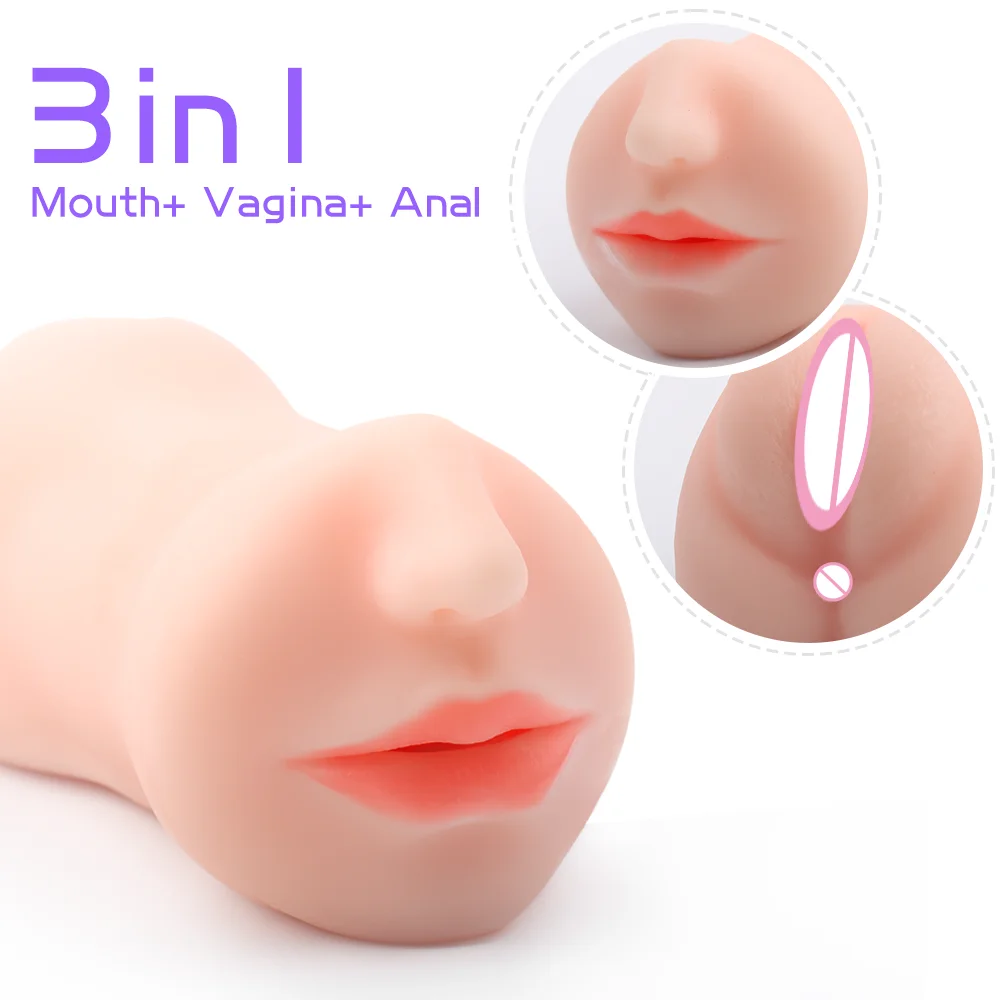 3 in 1 artificial pussy realistic male Pocket Pussy deep throat Mouth vagina pussy sex toys for men
