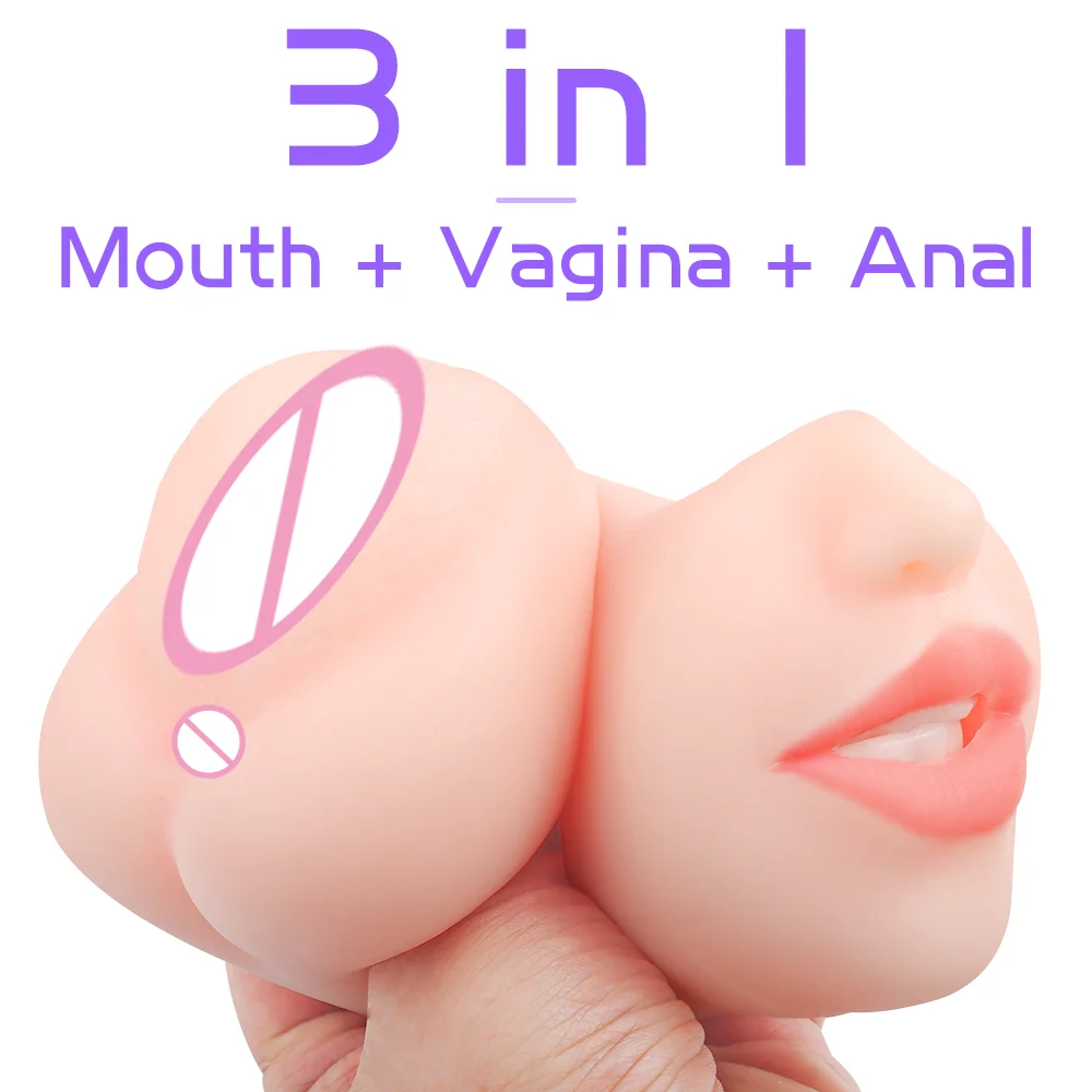 3 in 1 artificial pussy realistic male Pocket Pussy deep throat Mouth vagina pussy sex toys for men