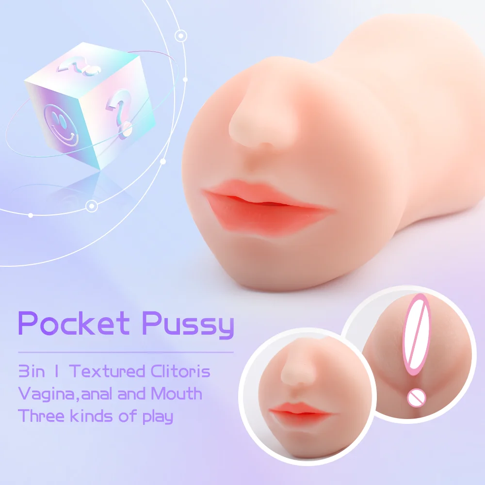 3 in 1 artificial pussy realistic male Pocket Pussy deep throat Mouth vagina pussy sex toys for men