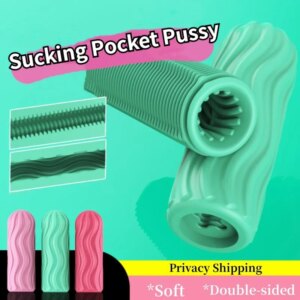 Male Masturbator Cup Manual Silicone Portable Sucking Airplane Cup Soft Vagina Blowjob Pocket Pussy Masturbation Sex Toy For Men