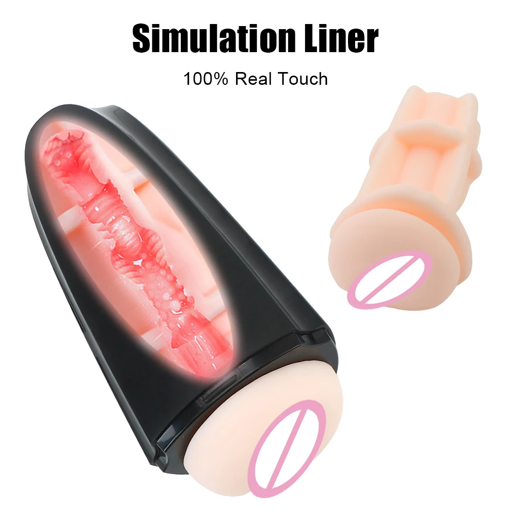 20cm Artificial Vaginal Real Pussy Penis Pump Cock Exerciser Vibrators for Men Sex Toy Glans Sucking Male Masturbator Erotic Kit