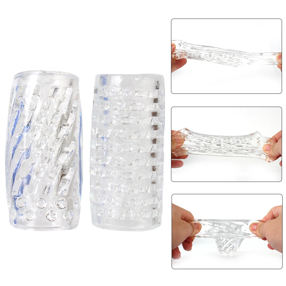 9cm Transparent Male Masturbator Artificial Pussy Vaginal for Men Sucking Penis Pump Spikes Exerciser Sex Toys Masturbation Cup