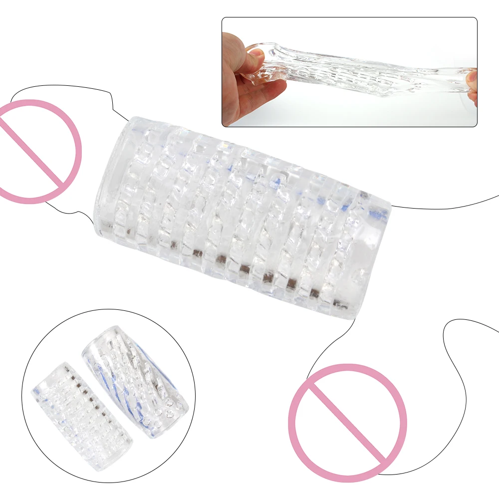 9cm Transparent Male Masturbator Artificial Pussy Vaginal for Men Sucking Penis Pump Spikes Exerciser Sex Toys Masturbation Cup