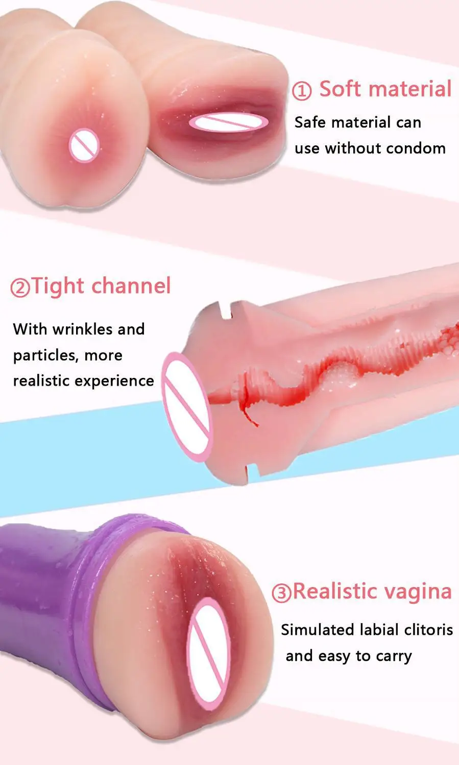 Anime 4D Artificial Vaginal Fake Anal Male Masturbator Cup Realistic Vagina Pussy Pocket Sex Toys for Men Delayed Ejaculation