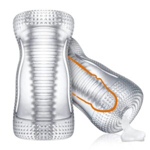 Manual Suction Insertion Male Masturbator, Flexible Pocket Pussy Stroker with TPE Spiral Textured Masturbation Sleeve Downsex Se