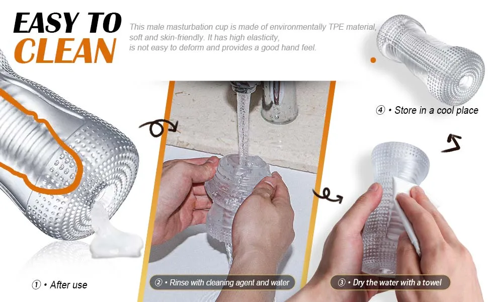 Manual Suction Insertion Male Masturbator, Flexible Pocket Pussy Stroker with TPE Spiral Textured Masturbation Sleeve Downsex Se