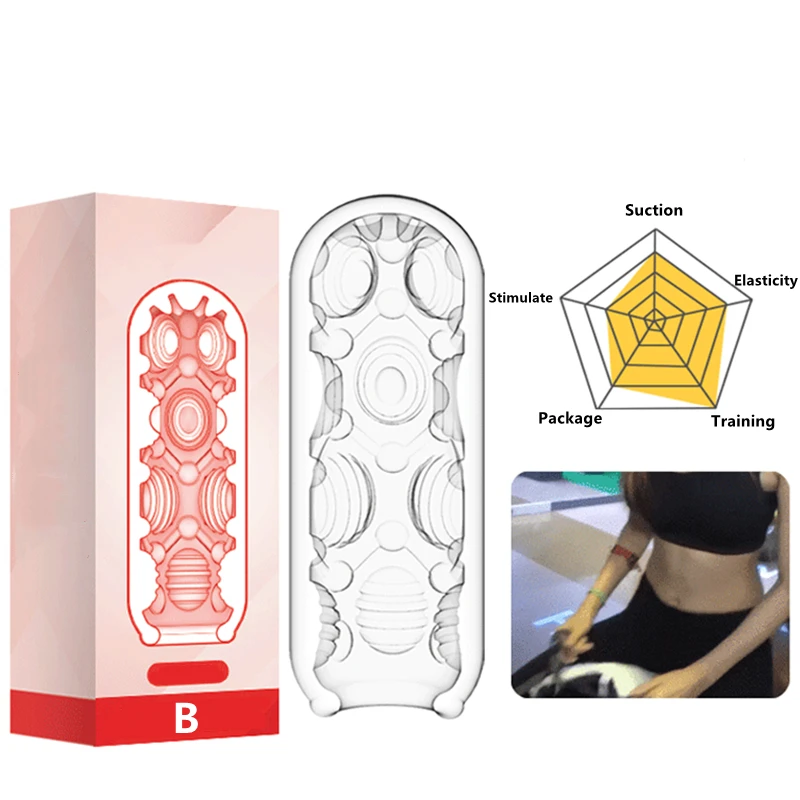 Transparent Silicone Masturbation Cup Penis Exercise Safe Soft Touch Orgasm Sex Toy for Men Multi-channel Adult Cock Trainer
