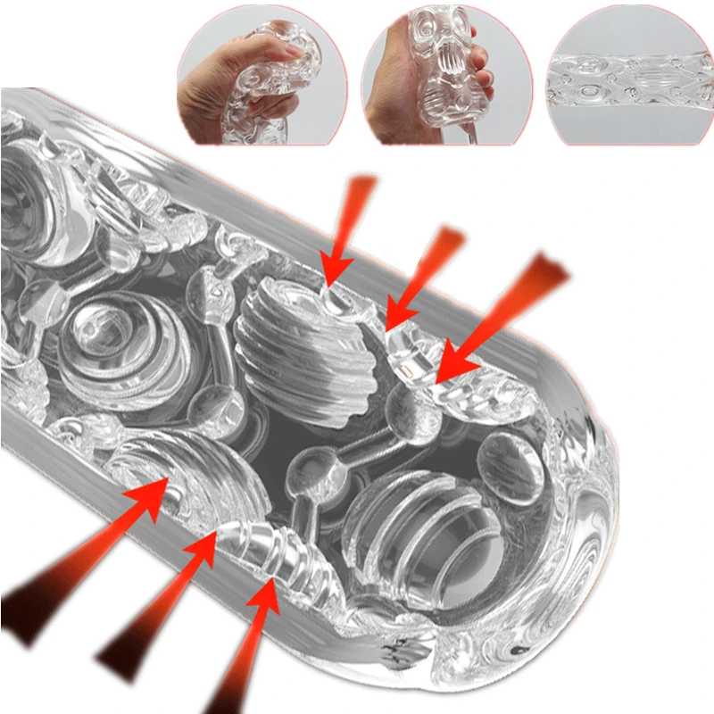 Transparent Silicone Masturbation Cup Penis Exercise Safe Soft Touch Orgasm Sex Toy for Men Multi-channel Adult Cock Trainer