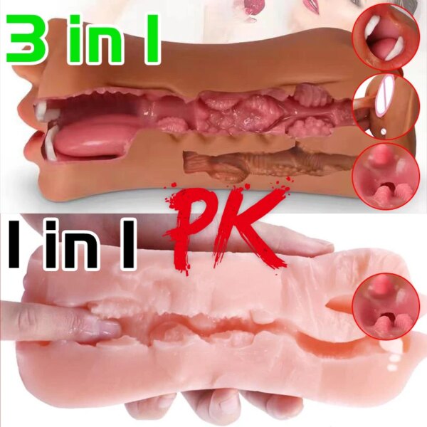 Artificial Blowjob Realistic Rubber Vagina lifelike Pussy Oral Male Masturbator Sex Toys For Men Deep Throat Adult Shop