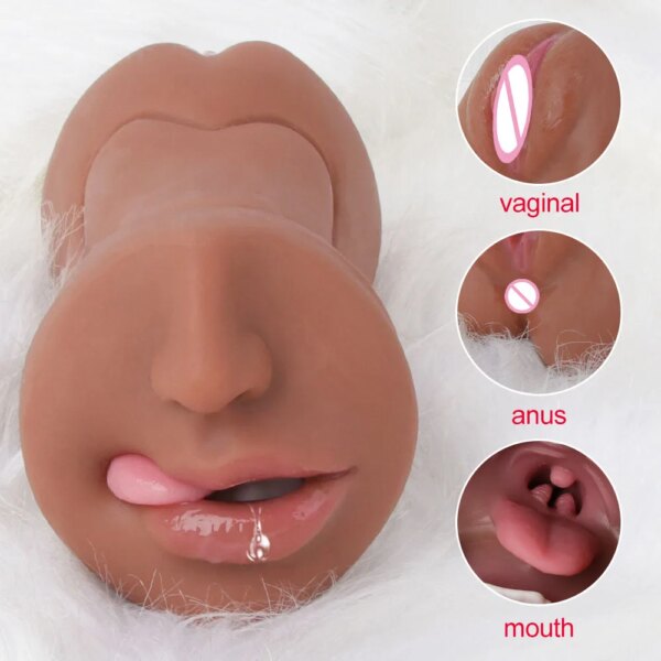 Artificial Blowjob Realistic Rubber Vagina lifelike Pussy Oral Male Masturbator Sex Toys For Men Deep Throat Adult Shop