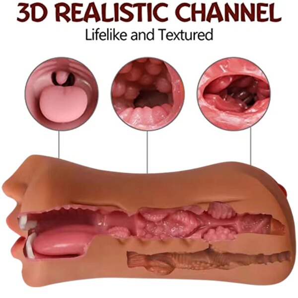 Artificial Blowjob Realistic Rubber Vagina lifelike Pussy Oral Male Masturbator Sex Toys For Men Deep Throat Adult Shop