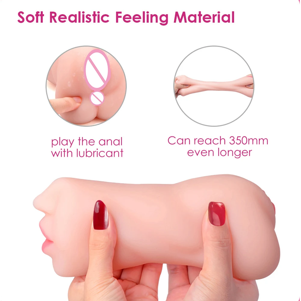 Adults Pussy TPE Male Masturbation Tools 3 In 1 Masturbators For Men Sex Toys Artificial Vagina Anal Mouth Pocket Pusssy