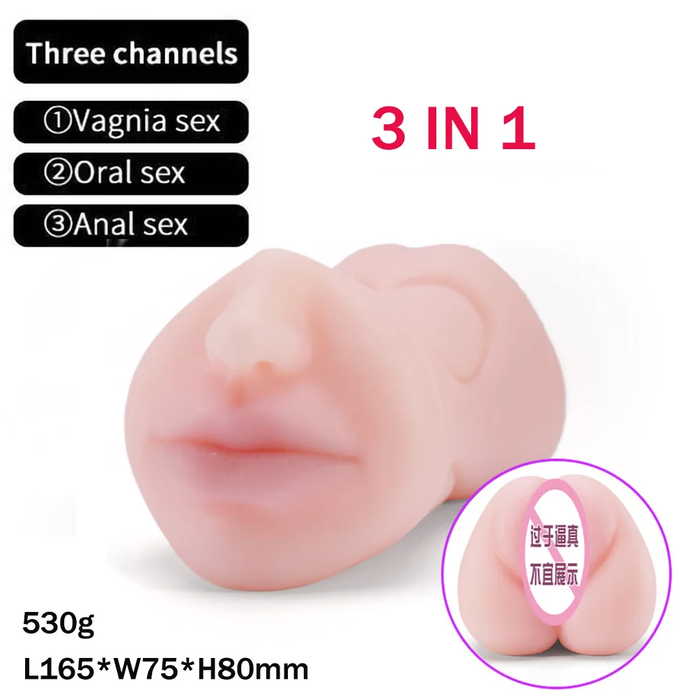 Adults Pussy TPE Male Masturbation Tools 3 In 1 Masturbators For Men Sex Toys Artificial Vagina Anal Mouth Pocket Pusssy