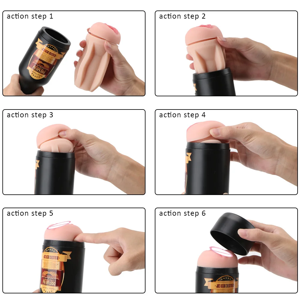OLO Portable Beer Bottle SexToys Manual Male Masturbator Soft Ora Pussy Real Vagina Erotic Adult Toy Sex Toys for Men Gift
