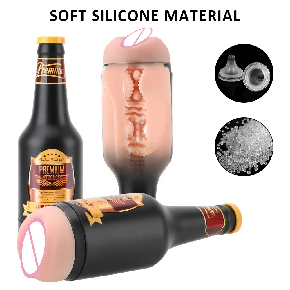 OLO Portable Beer Bottle SexToys Manual Male Masturbator Soft Ora Pussy Real Vagina Erotic Adult Toy Sex Toys for Men Gift