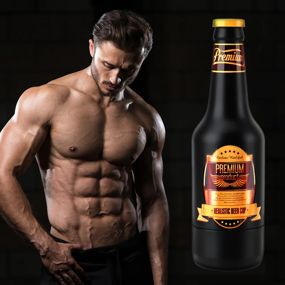 OLO Portable Beer Bottle SexToys Manual Male Masturbator Soft Ora Pussy Real Vagina Erotic Adult Toy Sex Toys for Men Gift