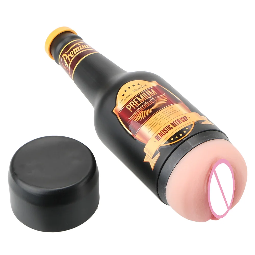 OLO Portable Beer Bottle SexToys Manual Male Masturbator Soft Ora Pussy Real Vagina Erotic Adult Toy Sex Toys for Men Gift