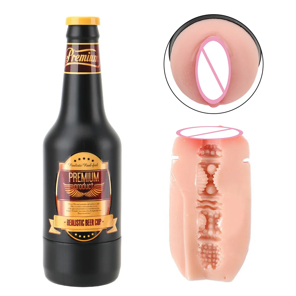 OLO Portable Beer Bottle SexToys Manual Male Masturbator Soft Ora Pussy Real Vagina Erotic Adult Toy Sex Toys for Men Gift