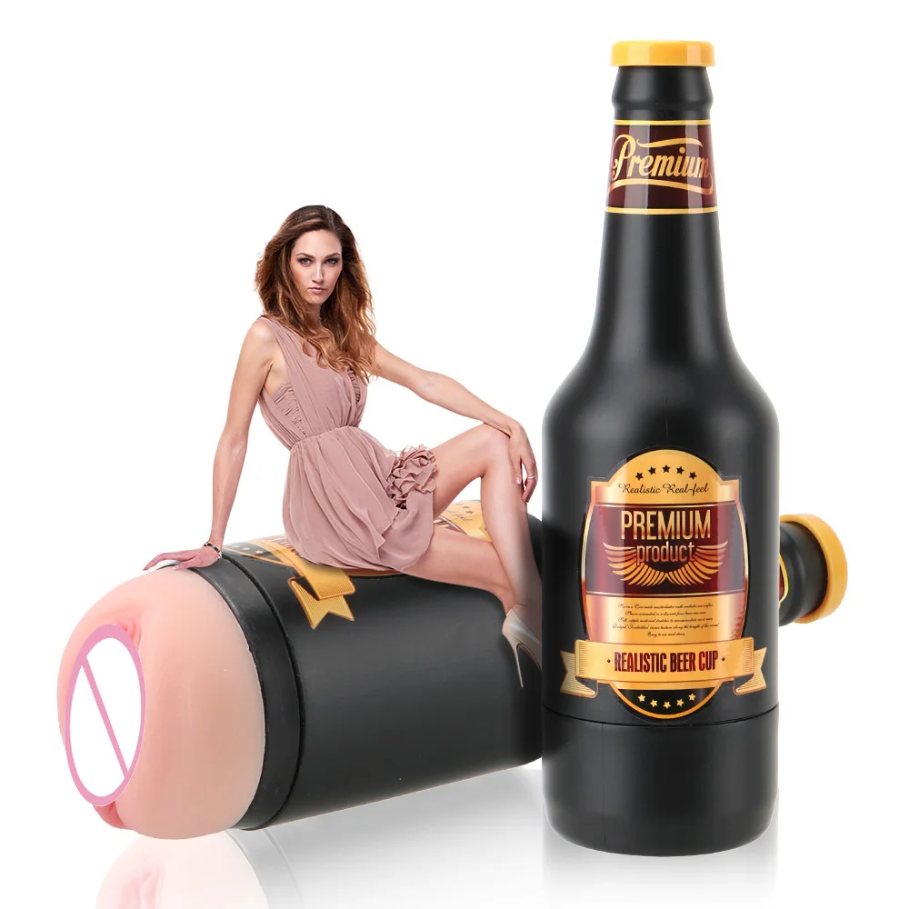 OLO Portable Beer Bottle SexToys Manual Male Masturbator Soft Ora Pussy Real Vagina Erotic Adult Toy Sex Toys for Men Gift