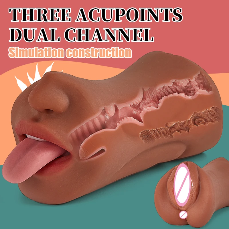 2 IN 1 Sex Toys Masturbation For Men Deep Throat Artificial Real Pussy Oral Male MasturbatorBlowjob Realistic Rubber Vagina