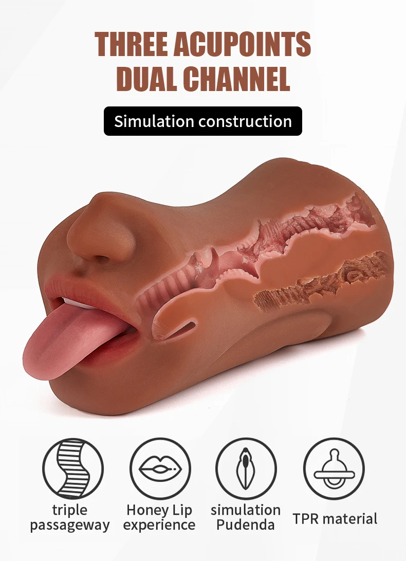 2 IN 1 Sex Toys Masturbation For Men Deep Throat Artificial Real Pussy Oral Male MasturbatorBlowjob Realistic Rubber Vagina