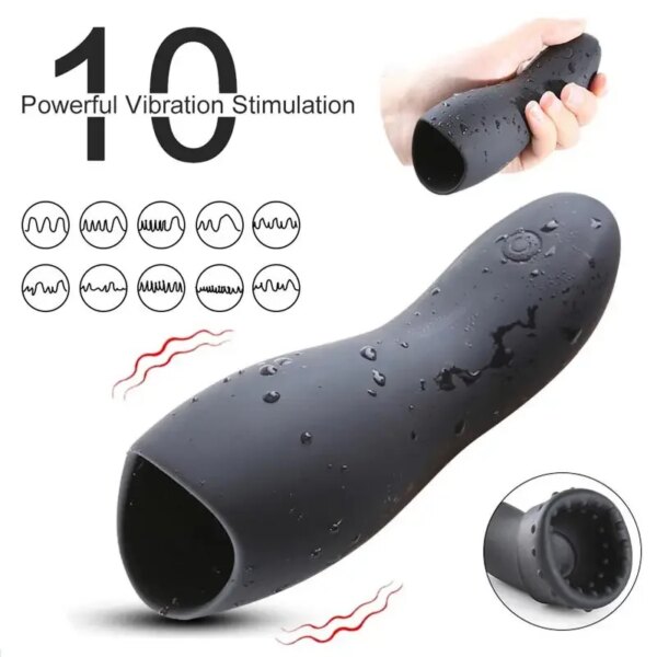 Silicone Male Masturbator Vaginia Erotica Gadgets For Men 10 Modes Penis Vibrator Goes And Comes Bucetinha Women