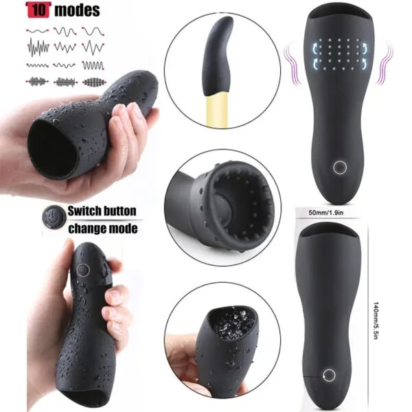 Silicone Male Masturbator Vaginia Erotica Gadgets For Men 10 Modes Penis Vibrator Goes And Comes Bucetinha Women
