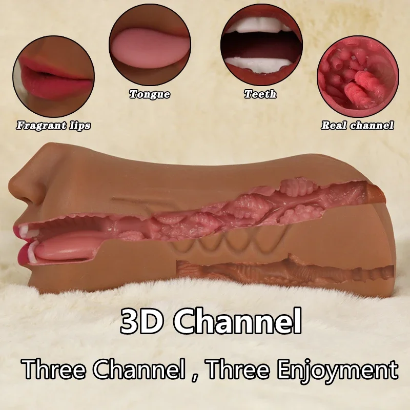 3 IN 1 Sex Toys Masturbation For Men Deep Throat Artificial Real Pussy Oral Male MasturbatorBlowjob Realistic Rubber Vagina