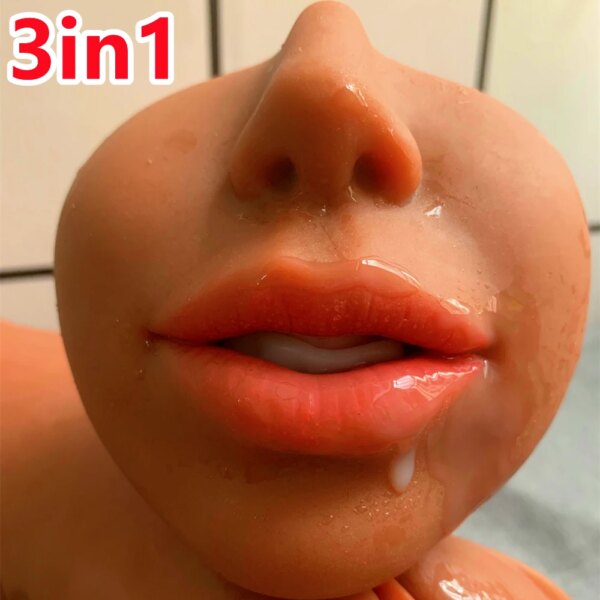3 IN 1 Sex Toys Masturbation For Men Deep Throat Artificial Real Pussy Oral Male MasturbatorBlowjob Realistic Rubber Vagina